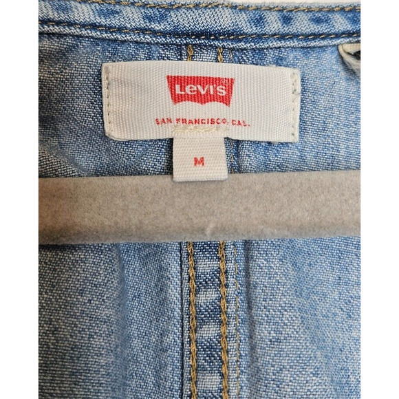 Levis Women Alisha Way Back When Dress Medium Blue Denim Button Down Mini Sheath - Picture 7 of 11